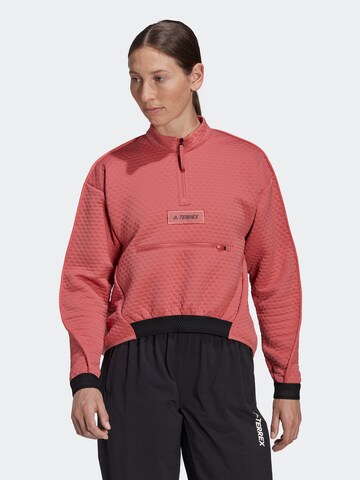 ADIDAS TERREX Athletic Sweatshirt 'Hike Fleece' in Red: front