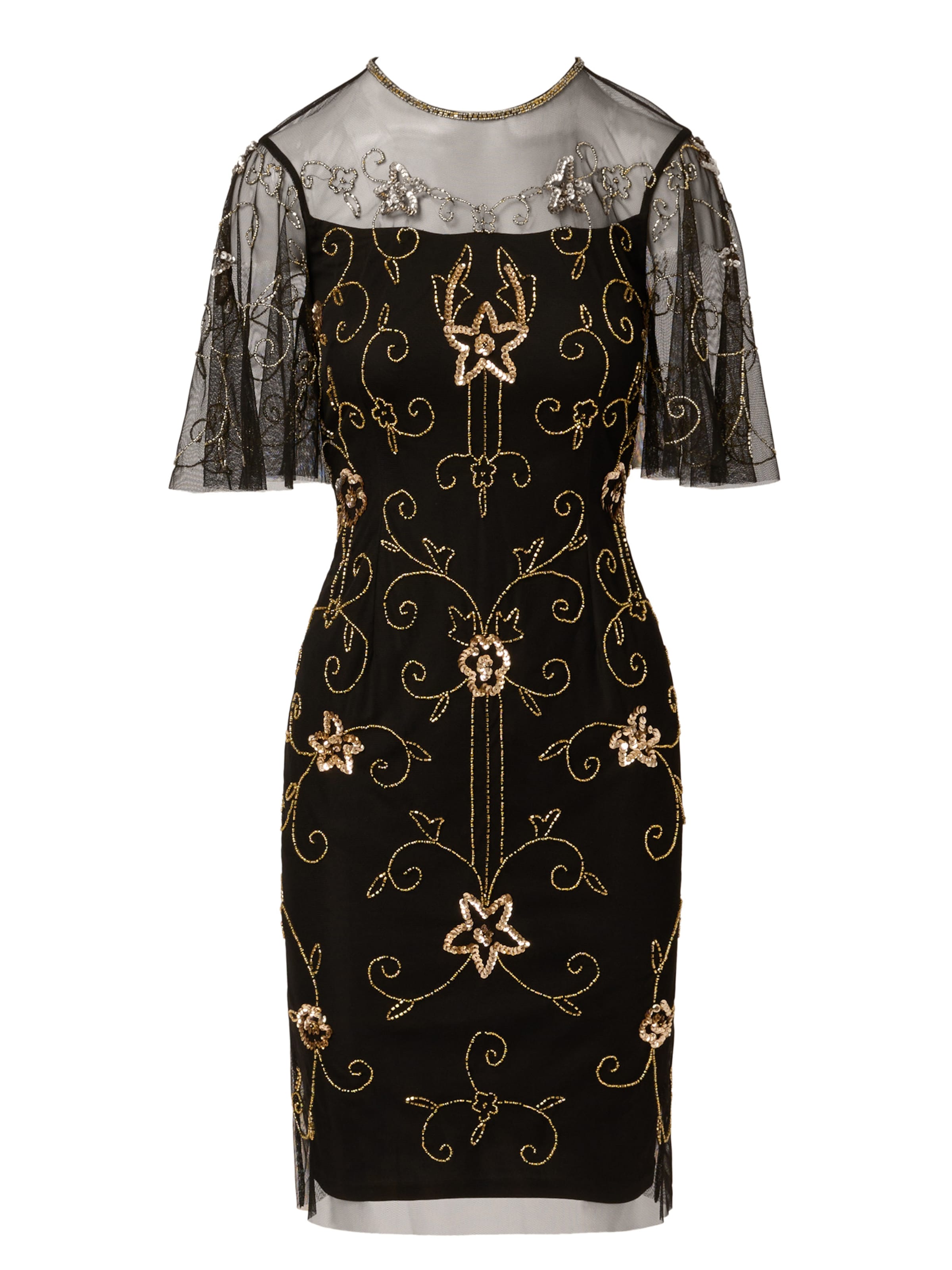 Adrianna Papell Cocktail dress 'Beaded Illusion Neck Dress' in Black: front