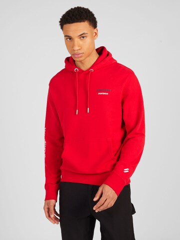 sarkans Superdry Sportisks džemperis 'Locker': no priekšpuses
