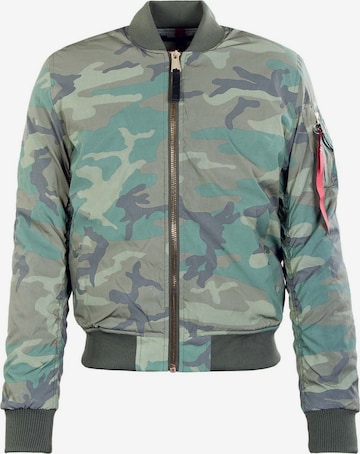 ALPHA INDUSTRIES - Casaco meia-estação 'MA-1 VF 59 Reflective Camo 65' em verde: frente