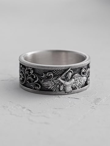 REYTEL Ring 'ARCHANGEL MICHAEL' in Silver: front