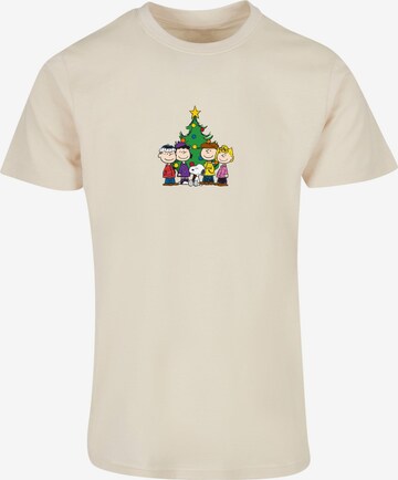 T-Shirt 'Peanuts Christmas Tree' Merchcode en beige : devant