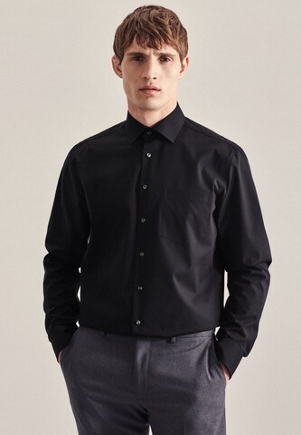 SEIDENSTICKER Regular fit Business Shirt in Black: front