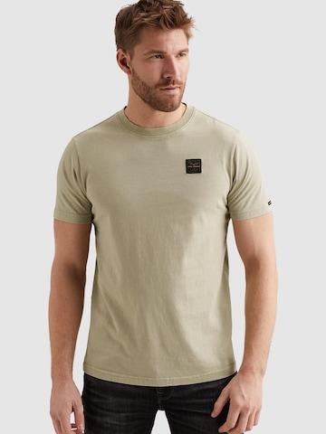 PME Legend T-shirt 'T-shirt with badge and a garment-dye wash' i grön: framsida