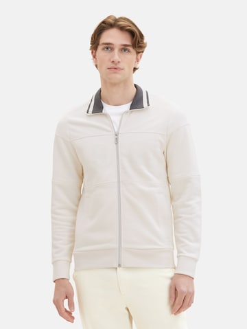 TOM TAILOR Sweat jacket in Beige: front