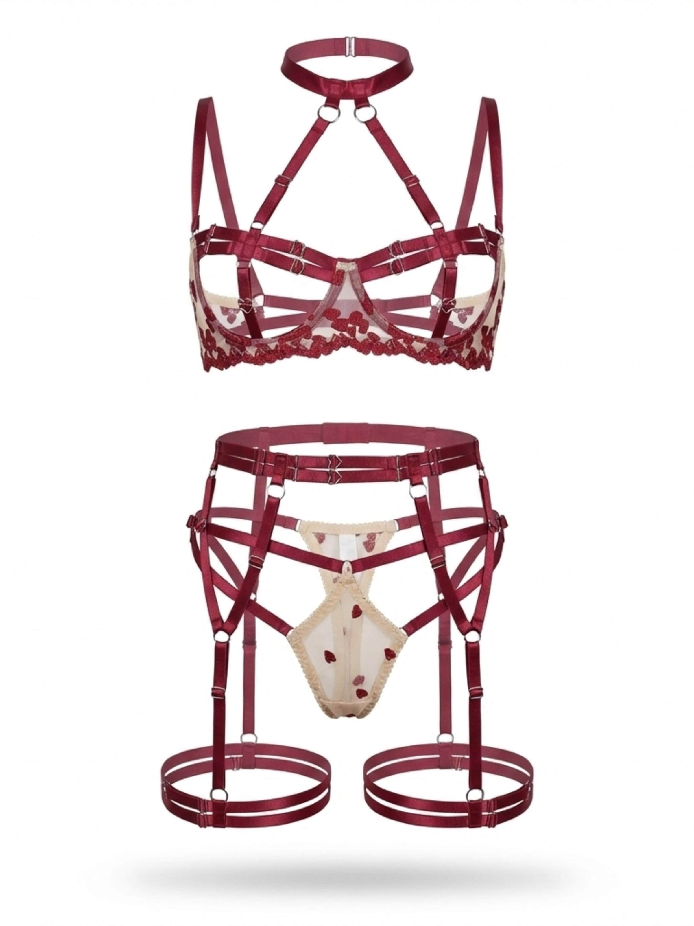 Orchibelle Strumpfhalter 'Marisela'‌‌ in Rot: Vorderseite