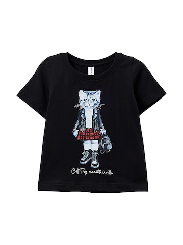 Cat e Lolette Shirt 'Rocker Cat' in Zwart: voorkant