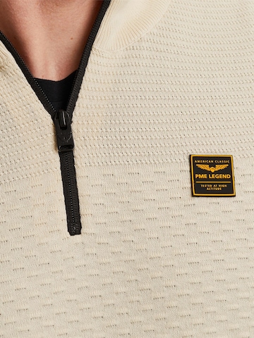 PME Legend Trui 'Pullover with half zipper' in Beige