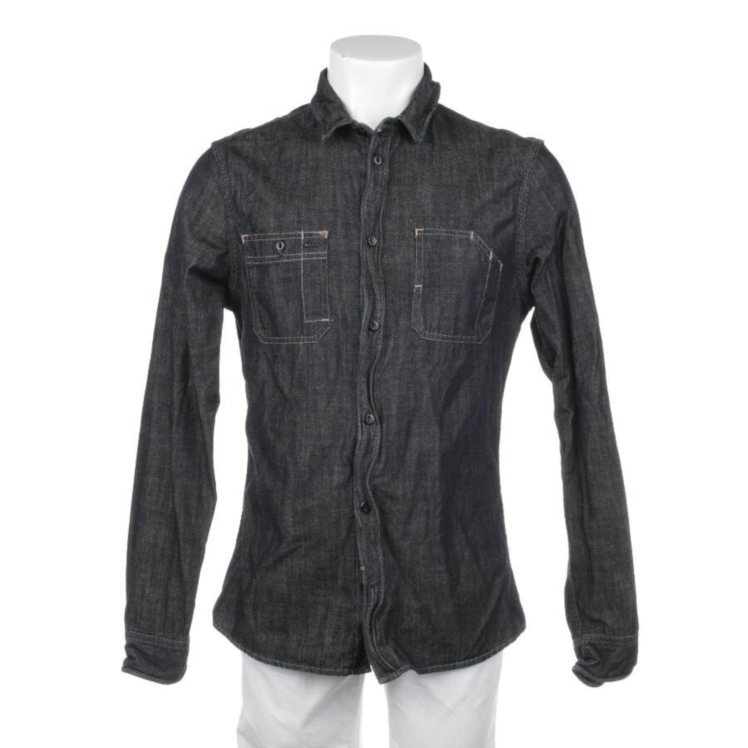 All Saints Spitalfields Freizeithemd / Shirt / Polohemd langarm M in Blau: Vorderseite