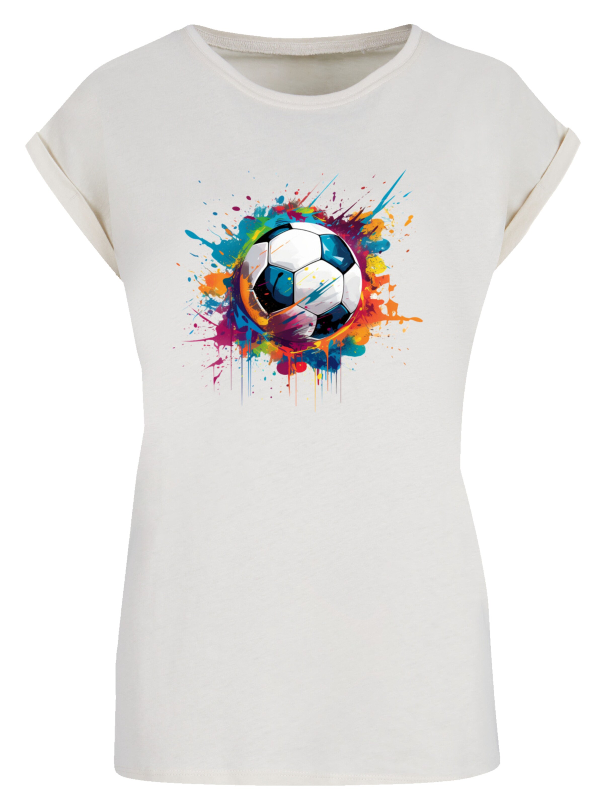 F4NT4STIC Shirt 'Bunte Fußball Grafik' in Wit: voorkant
