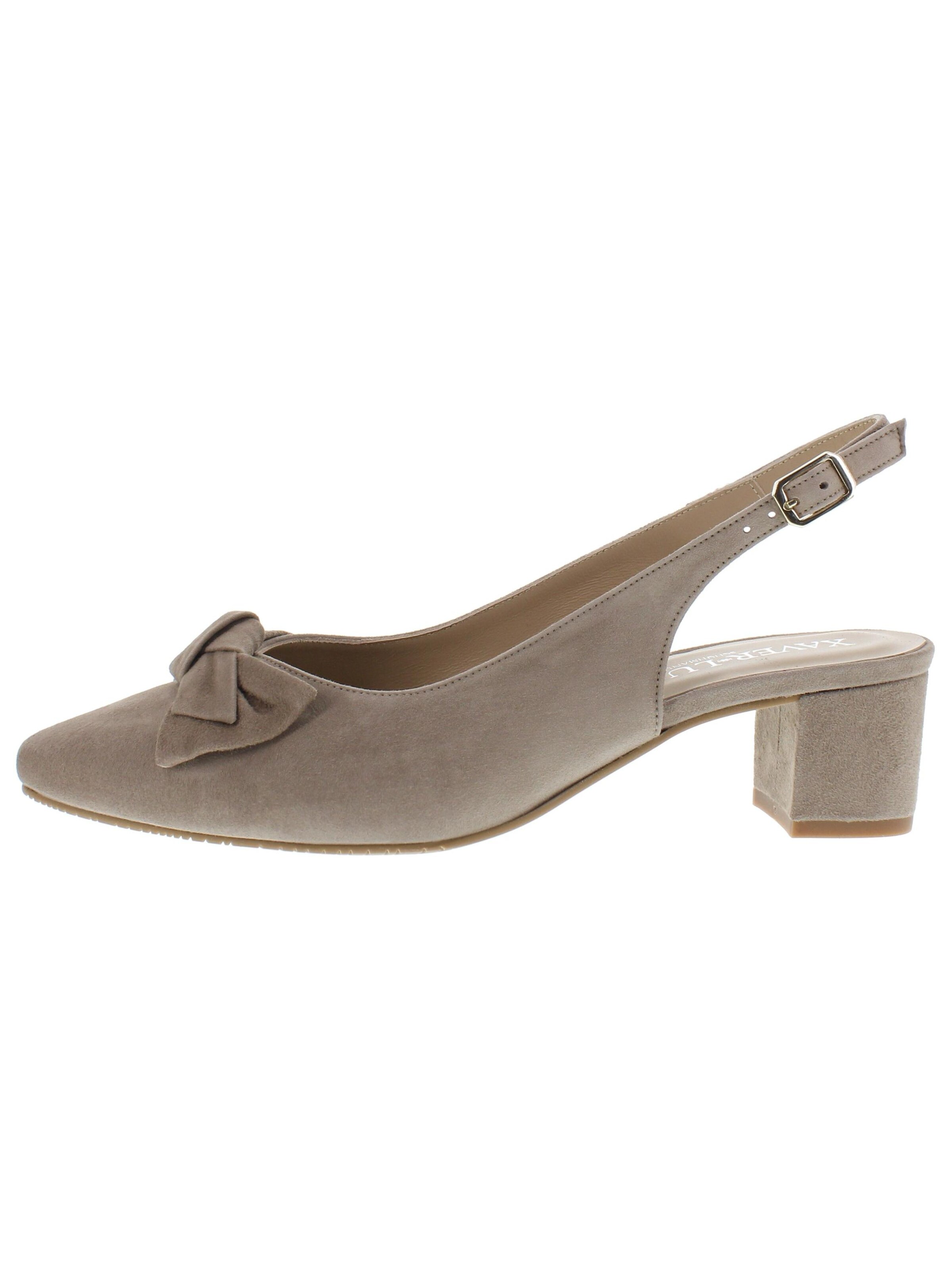 XAVER LUIS Schuhmanufaktur Slingback Pumps 'ISAR' in Beige: front