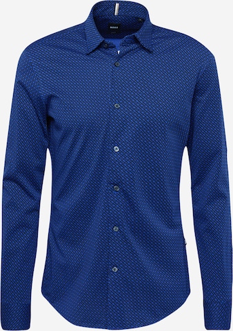 BOSS Black Button Up Shirt 'Roan' in Blue: front