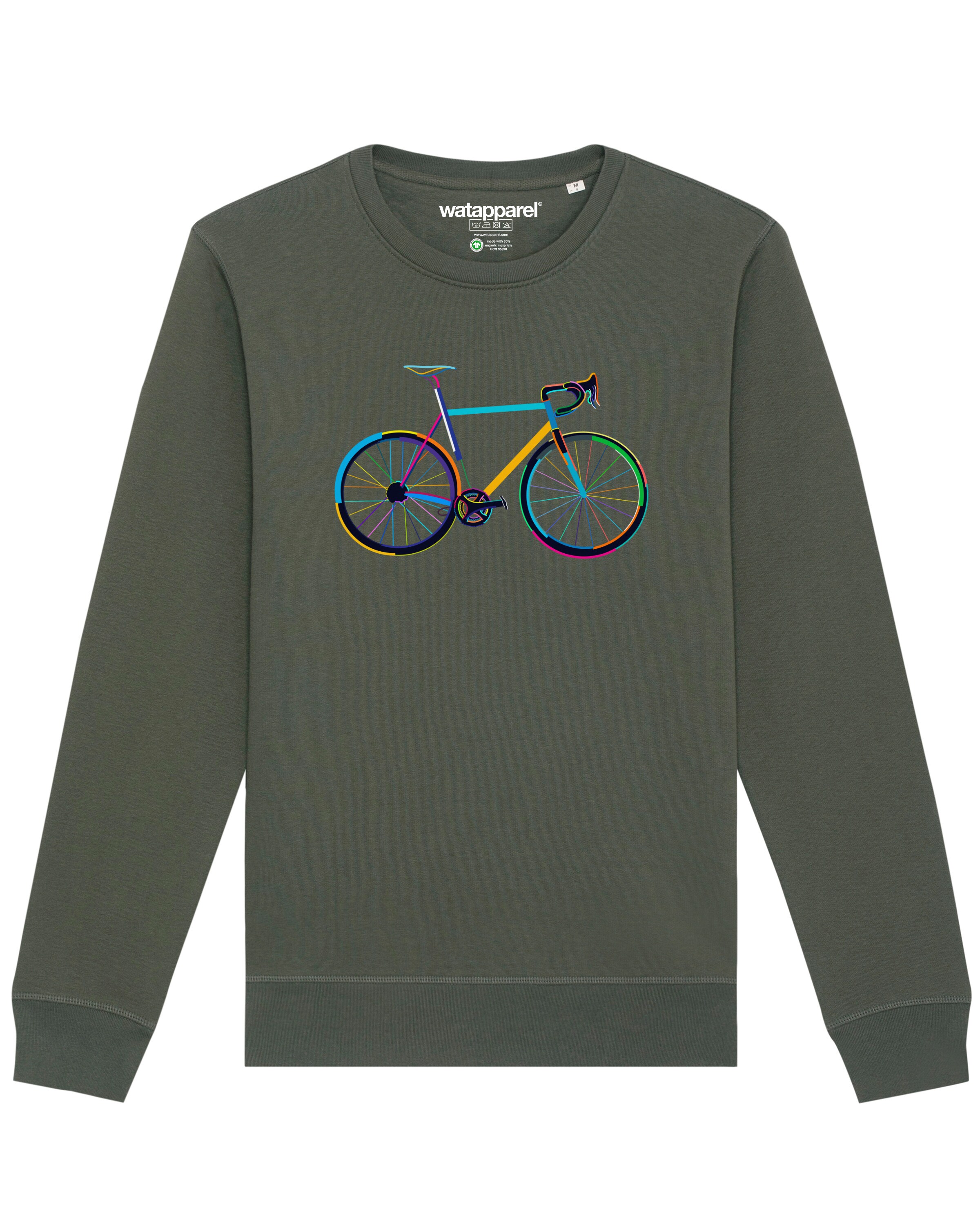 Sweat-shirt ' Fahrrad by night ' Watapparel en vert : devant