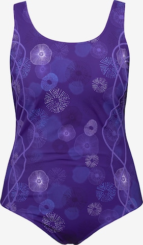 Ulla Popken Bralette Swimsuit in Purple: front