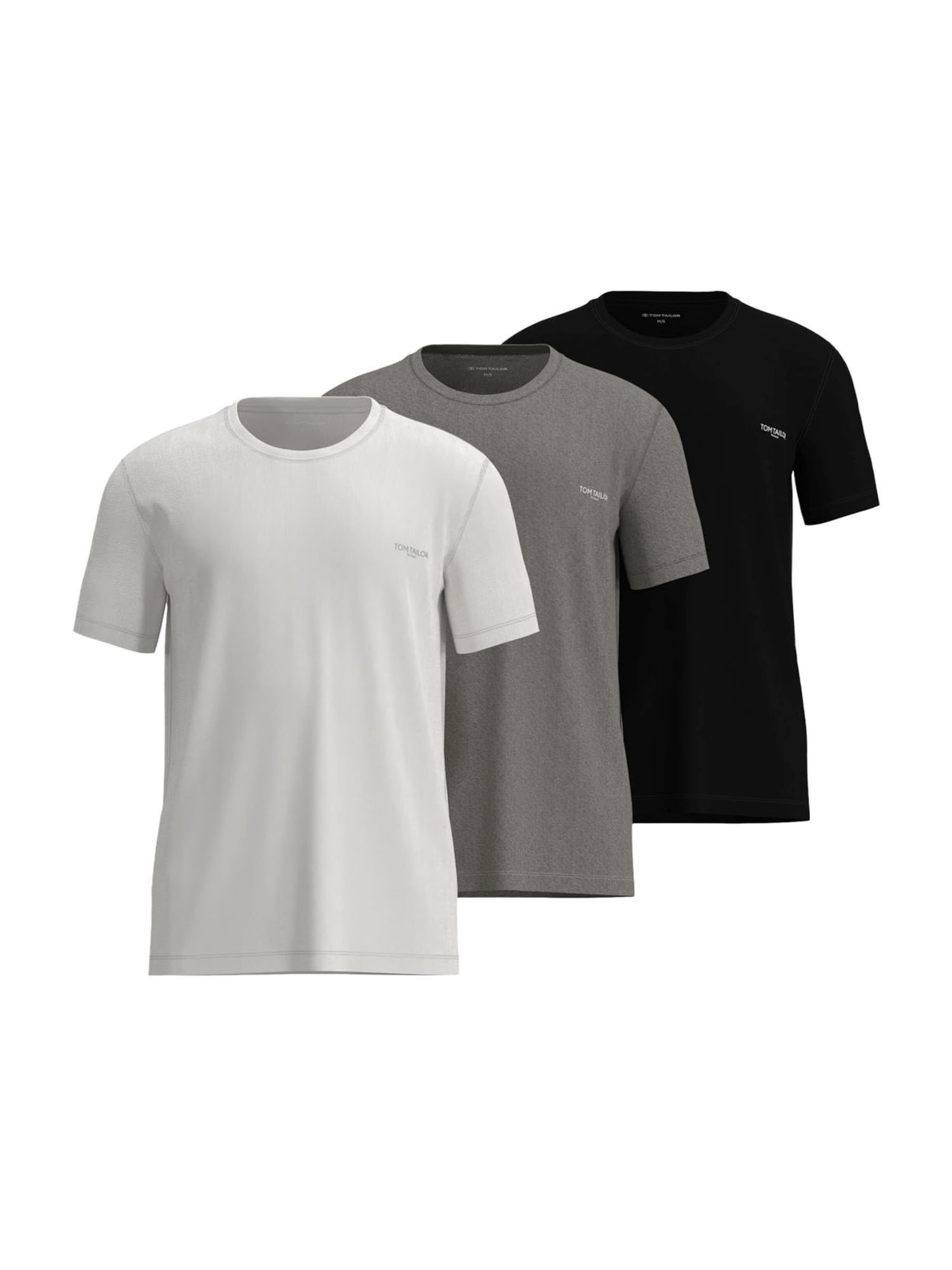 TOM TAILOR Undershirt in Greige / Mottled black / White, Item view