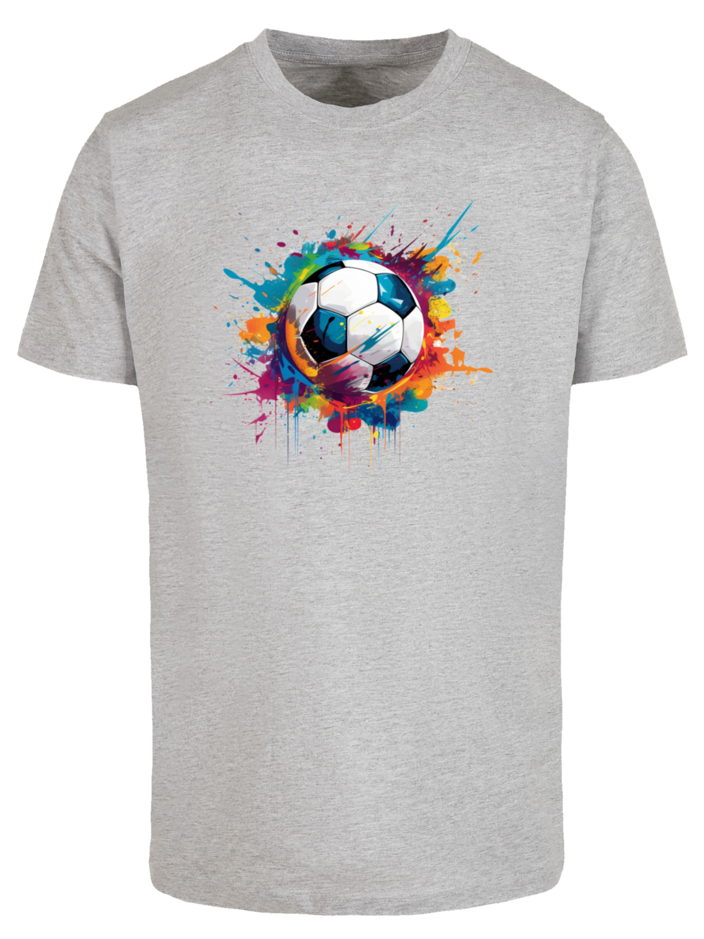T-Shirt 'Bunte Fußball Grafik' F4NT4STIC en gris : devant