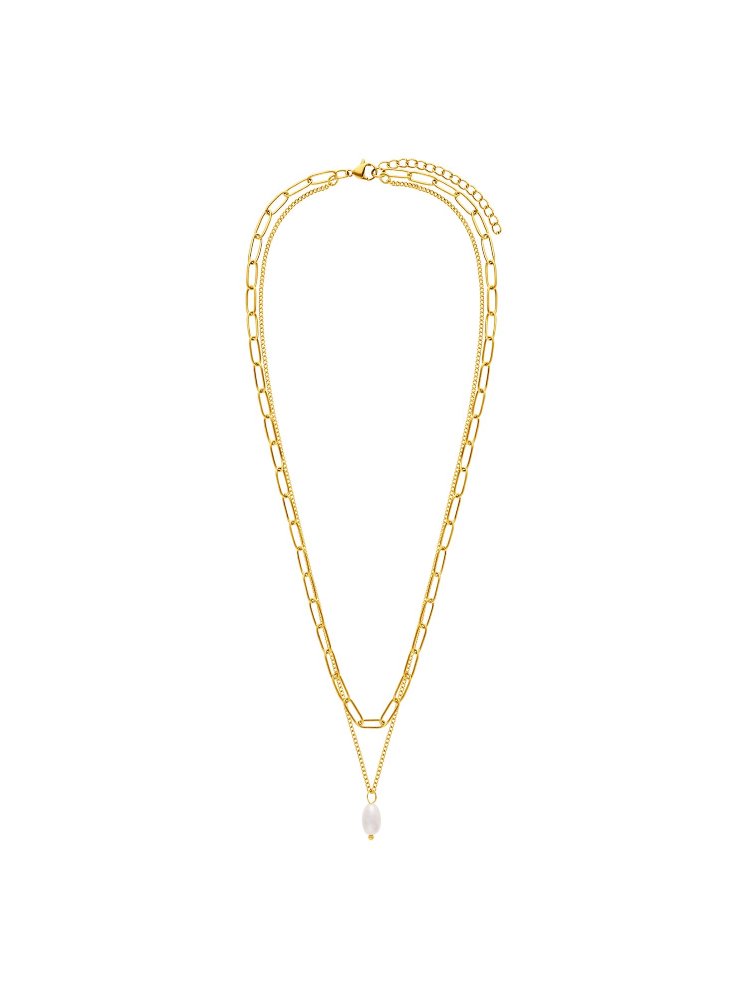 Lucardi Kette 'Essentials' in gold / perlweiß, Produktansicht