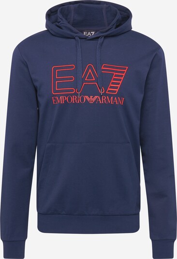 EA7 Emporio Armani Sweatshirt 'FELPA' in dunkelblau / rot, Produktansicht