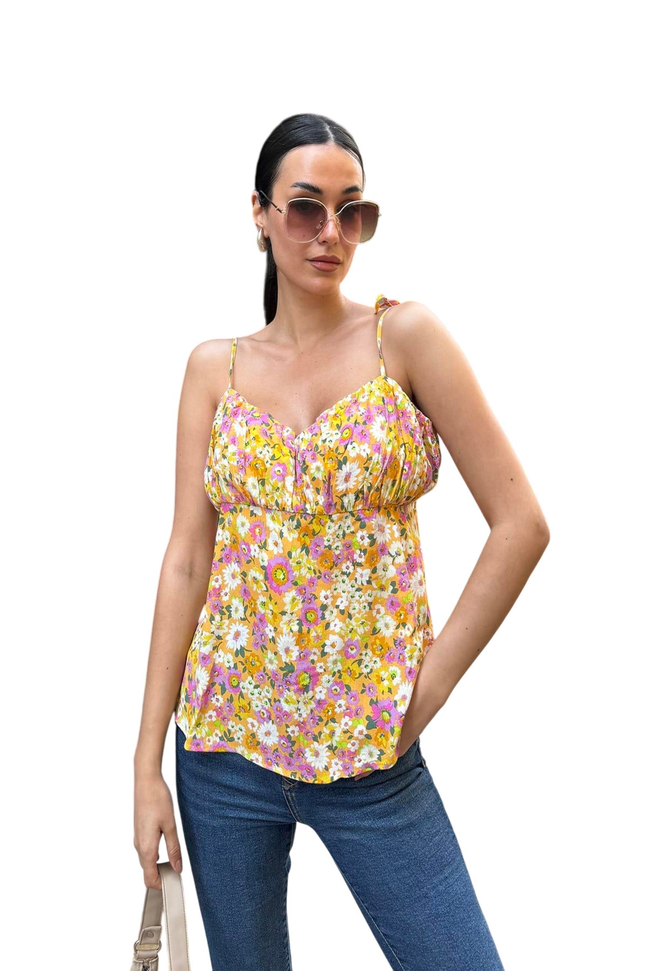 For You Moda Top in Geel: voorkant