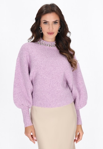 Pull-over faina en violet : devant
