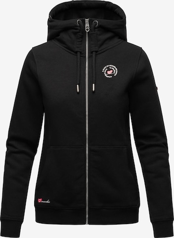 MARIKOO Zip-Up Hoodie 'Setsunaa' in Black: front