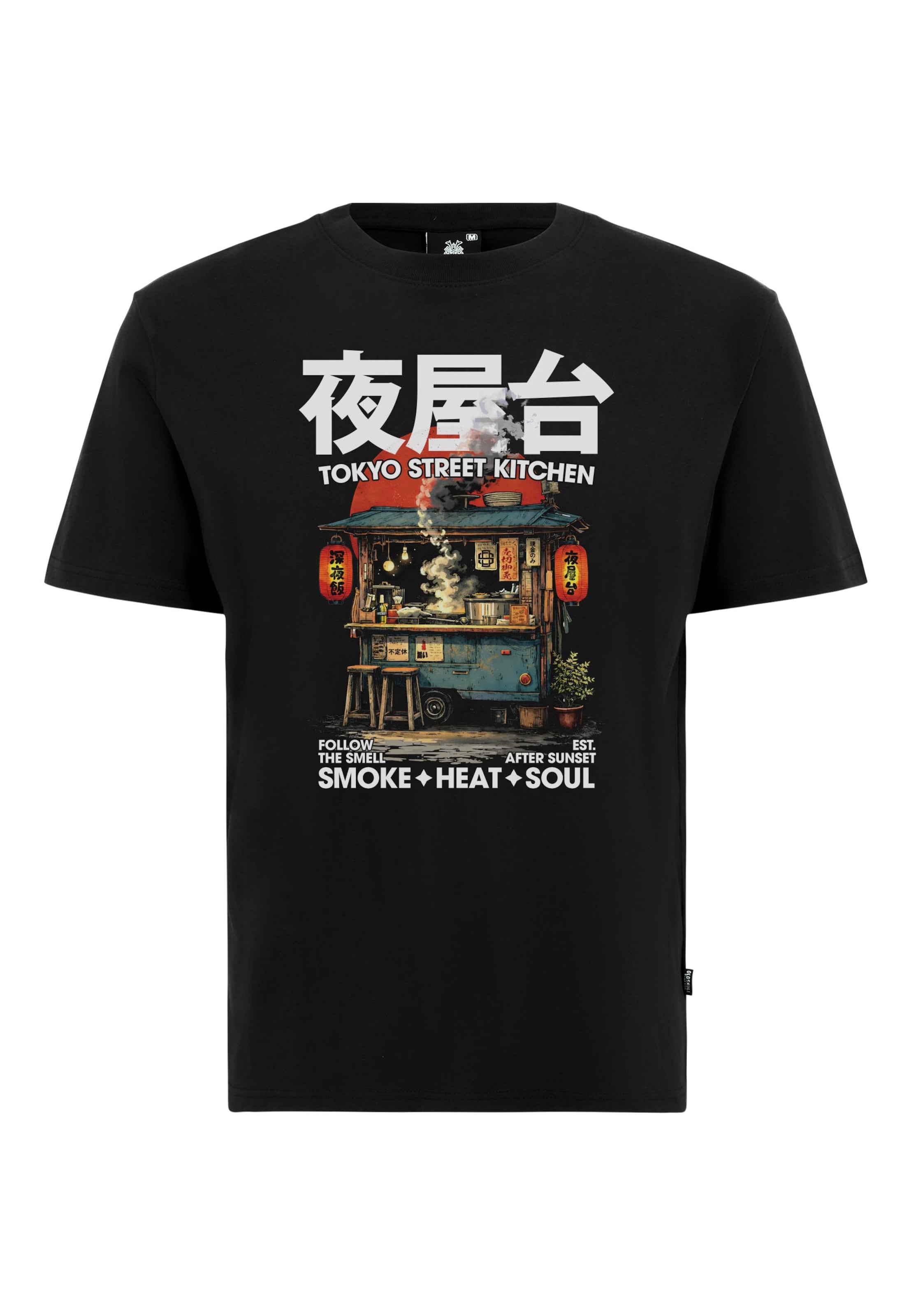 T-Shirt 'Asian Tokyo Street Food Graphic' Oldskull en noir : devant