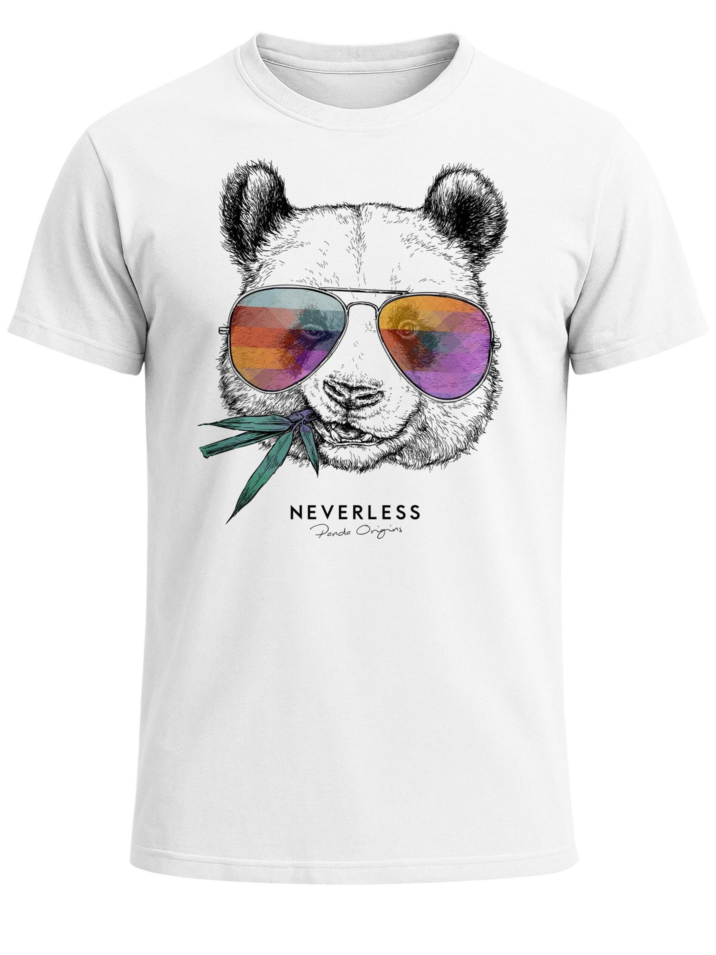 Neverless Shirt 'Panda Bambus'‌‌‌‌‌‌‌‌ in Weiß