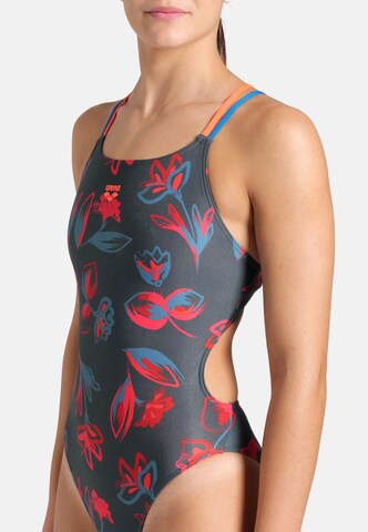 ARENA Bustier Badedragt 'FLORAL' i grå