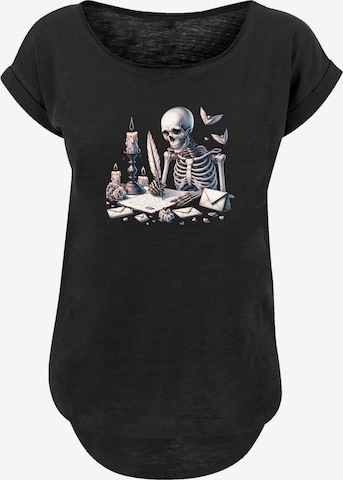 F4NT4STIC T-Shirt 'Skelett Liebesbrief Valentinstag' in Schwarz: Vorderseite