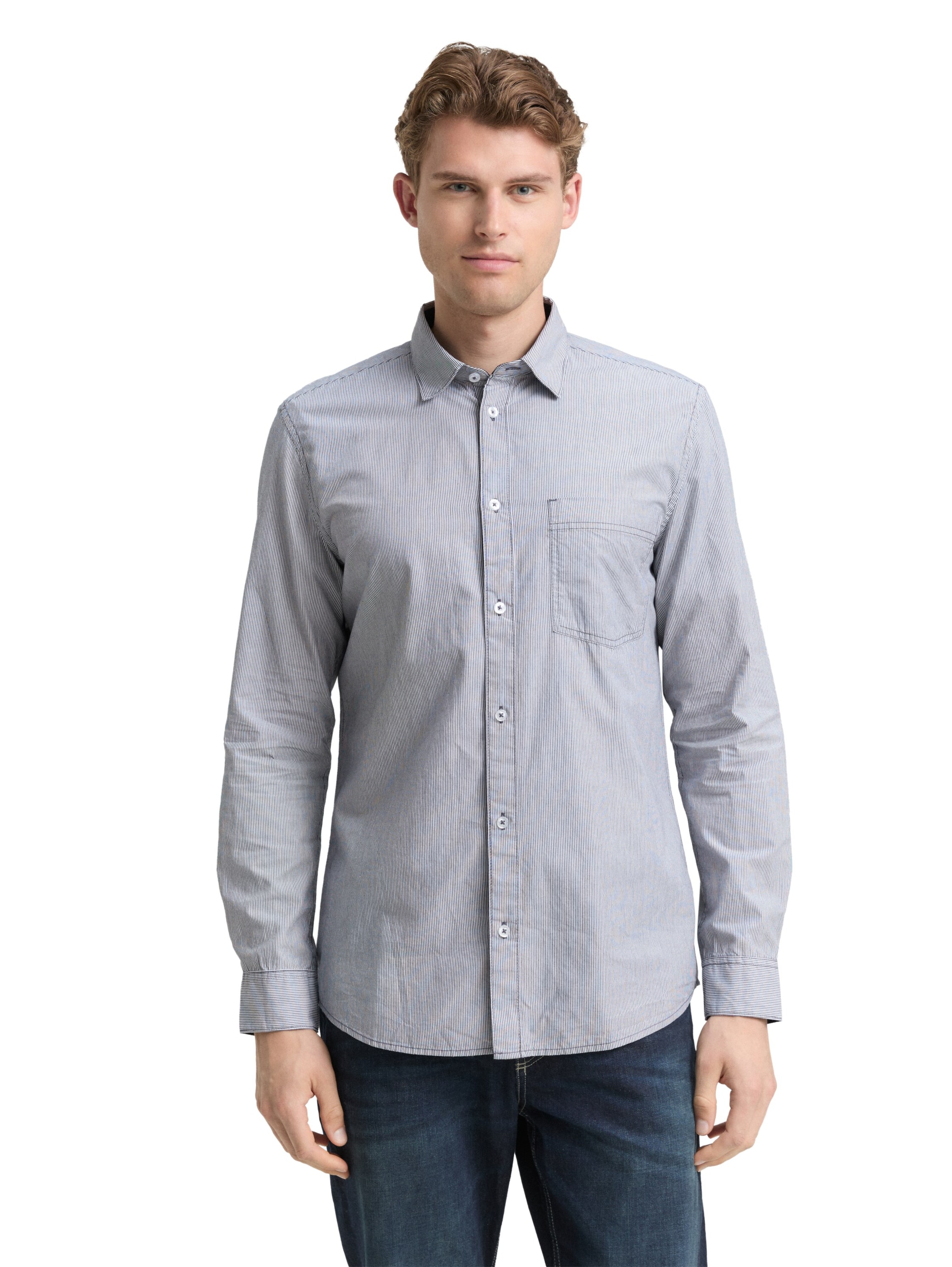 Coupe regular Chemise TOM TAILOR en bleu : devant