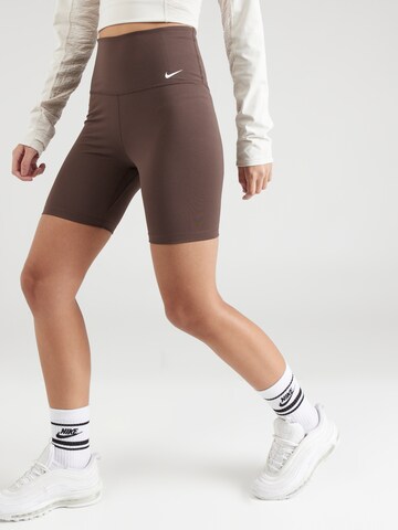 NIKE Skinny Sportovní kalhoty 'ONE' – hnědá