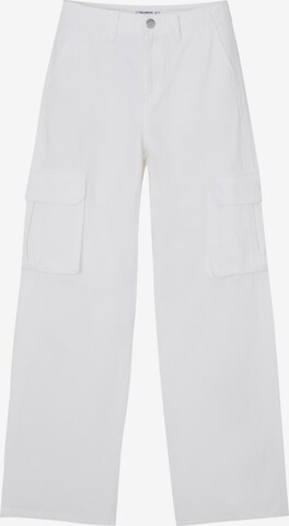 Pull&Bear Cargo Pants in White: front