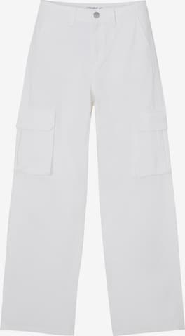 Pull&BearCargo hlače - bijela boja: prednji dio