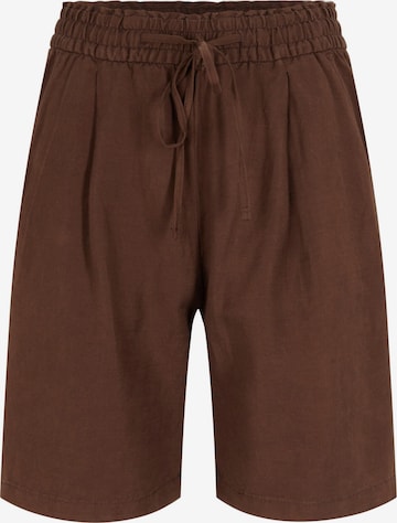 TOM TAILOR Loose fit Pleat-Front Pants in Brown: front