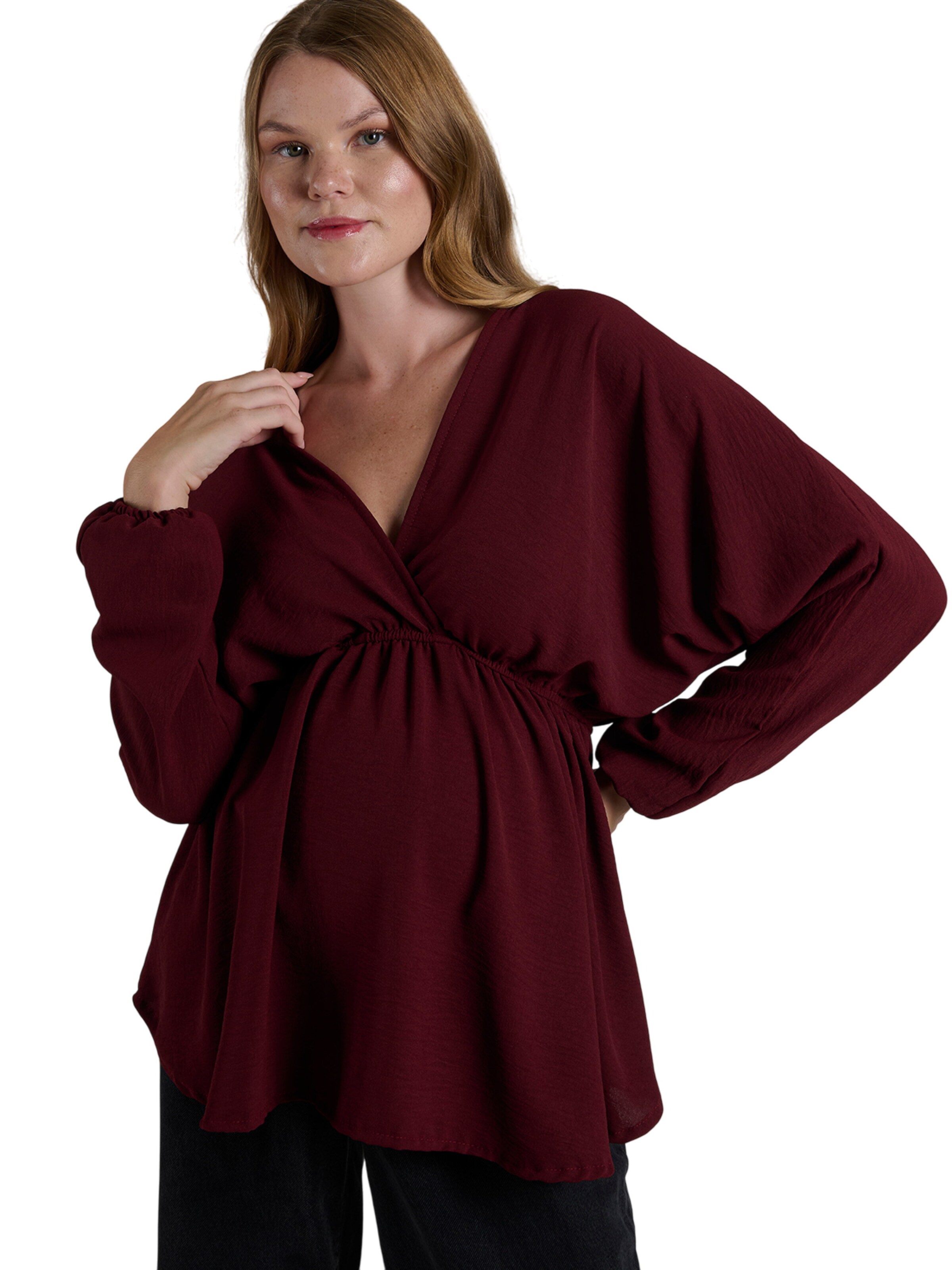 LYN MAMA Blouse in Rood: voorkant
