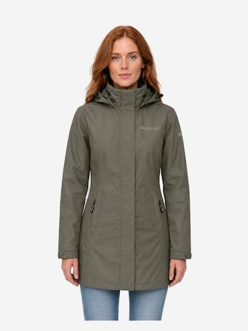 deproc Winterjas 'Outdoorparka LAVAL LONG Damen Outdoorjacke, Regenjacke' in Groen: voorkant