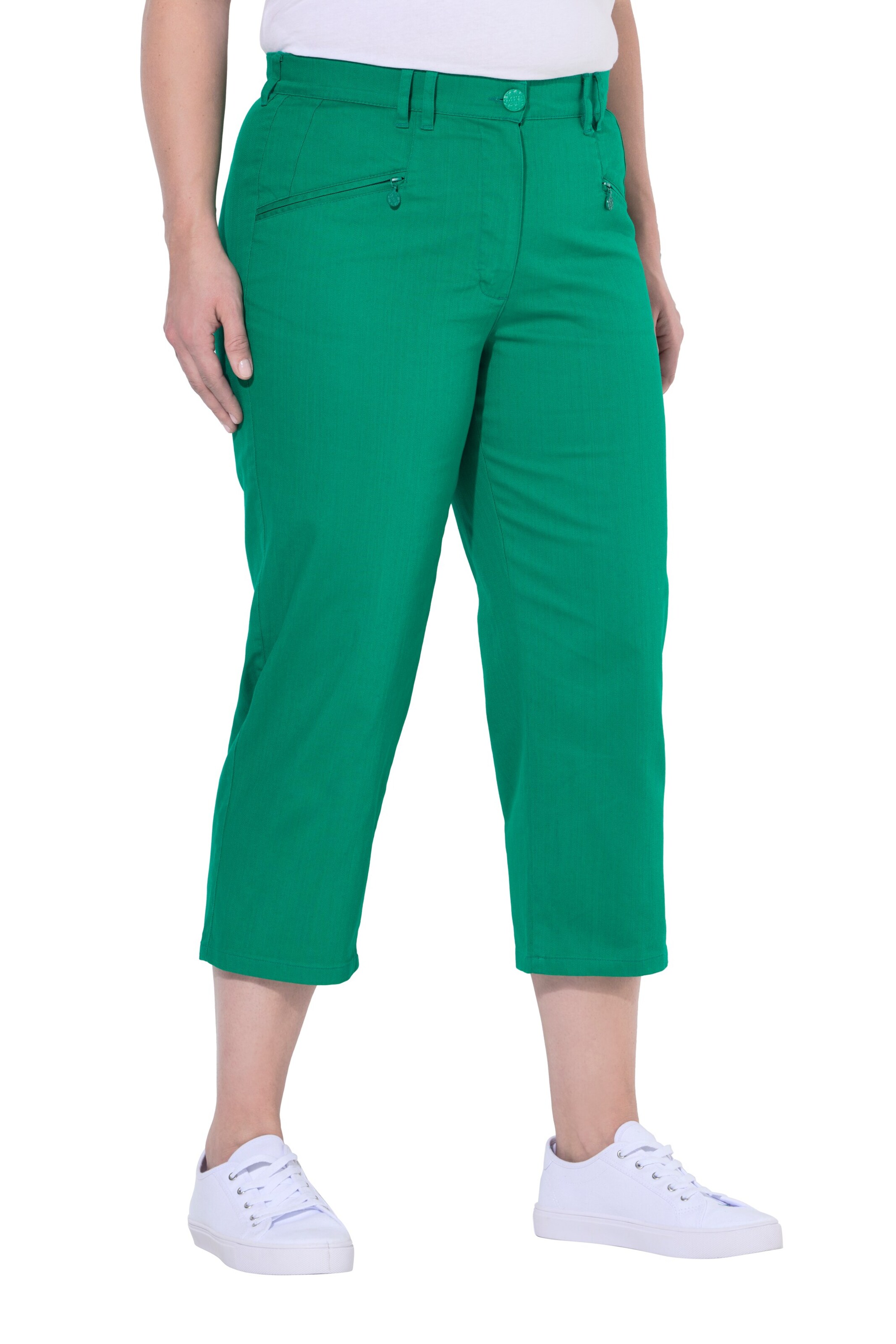 Ulla Popken Regular Trousers in Green: front