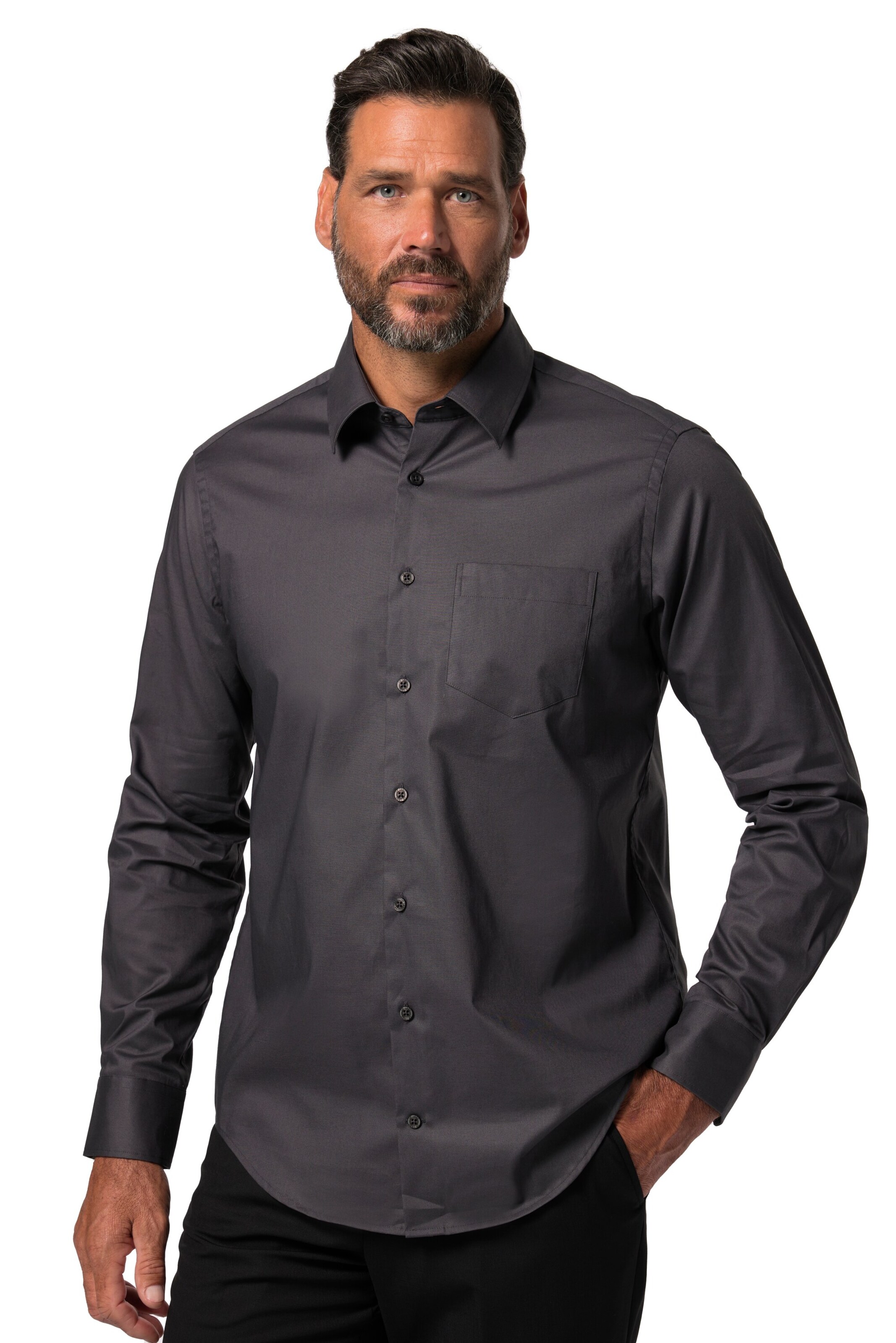 JP1880 Regular fit Button Up Shirt in Black: front