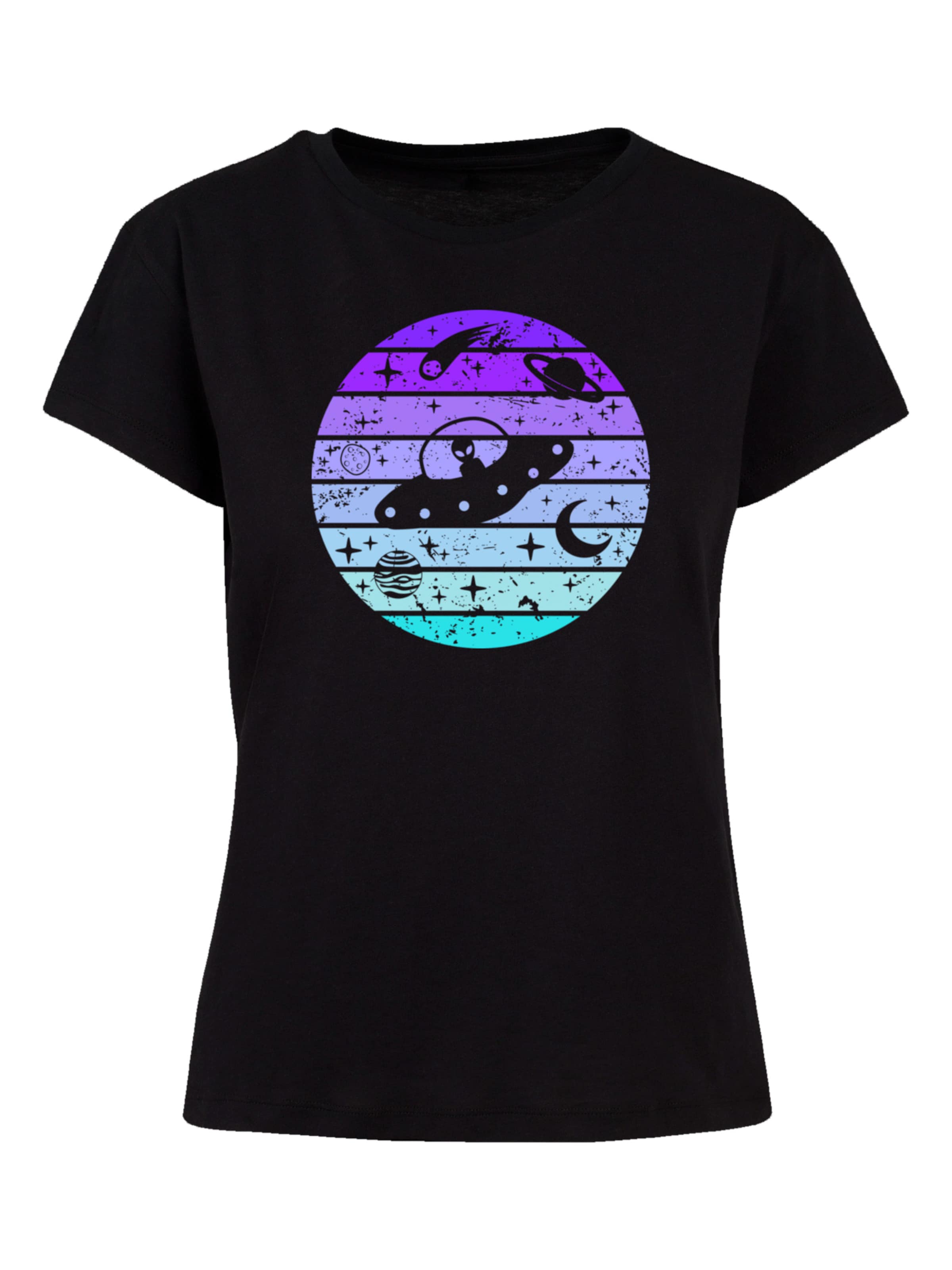 T-shirt 'Retro Alien Space Sunset' F4NT4STIC en noir : devant