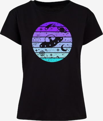 T-shirt 'Retro Alien Space Sunset' F4NT4STIC en noir : devant