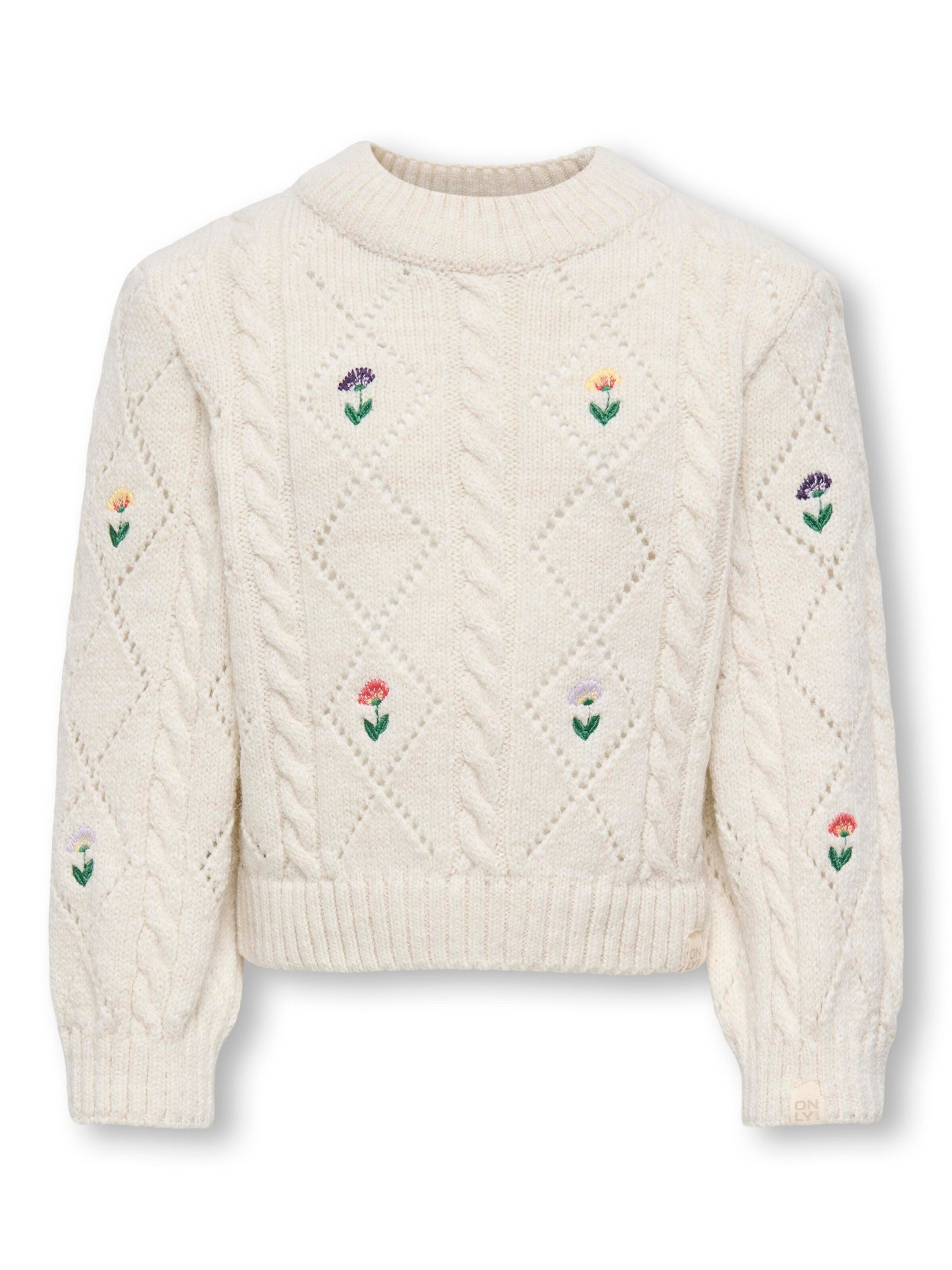 ONLY GIRLS Pullover 'KMGFLOWER' i hvid: forside