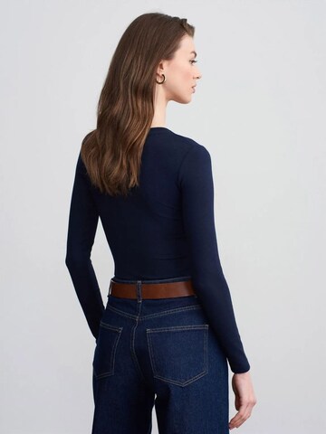 Dilvin Shirt Bodysuit in Blue