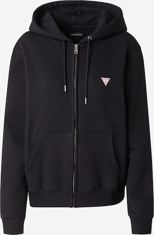 Veste de survêtement GUESS JEANS en noir : devant