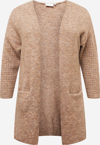 Fransa Curve Knit Cardigan 'SANDY' in Brown: front