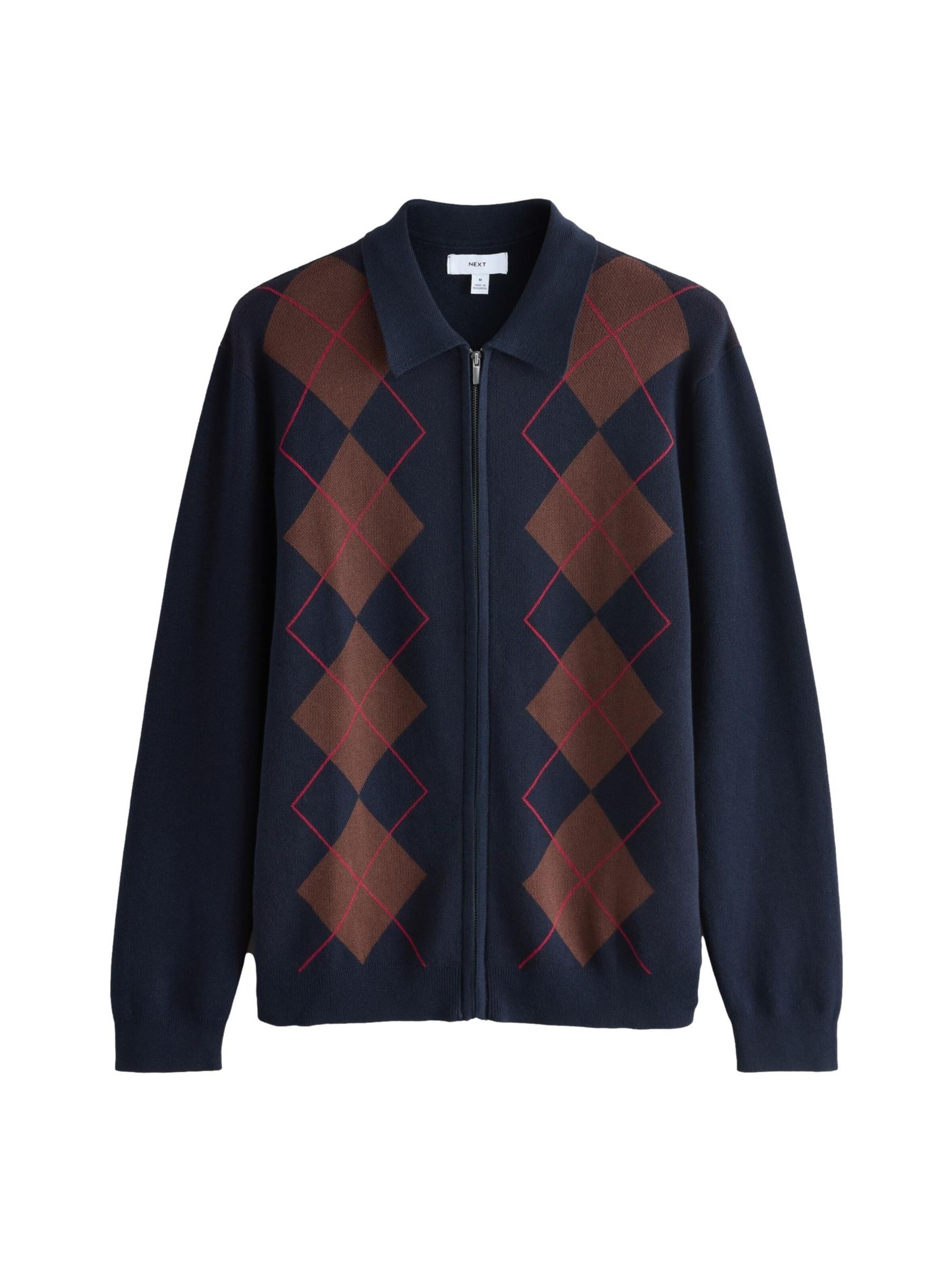 Next Strickjacke 'Argyle' in Blau: Vorderseite