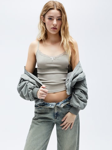 Pull&Bear Top w kolorze zielony: przód