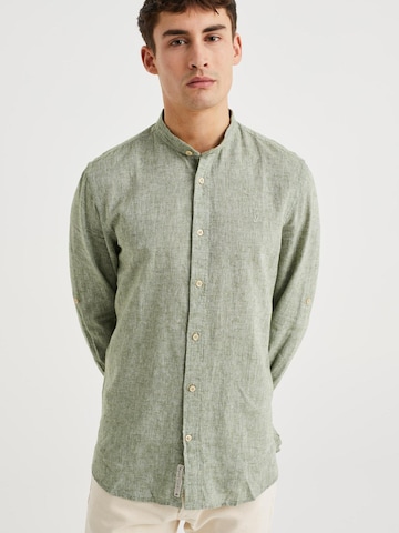 WE Fashion Slim fit Button Up Shirt in Green