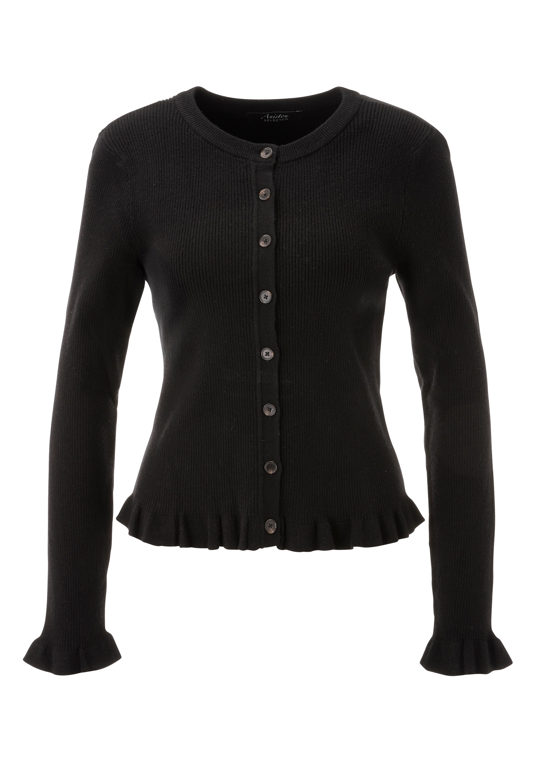Aniston SELECTED Strickjacke in Schwarz: Vorderseite