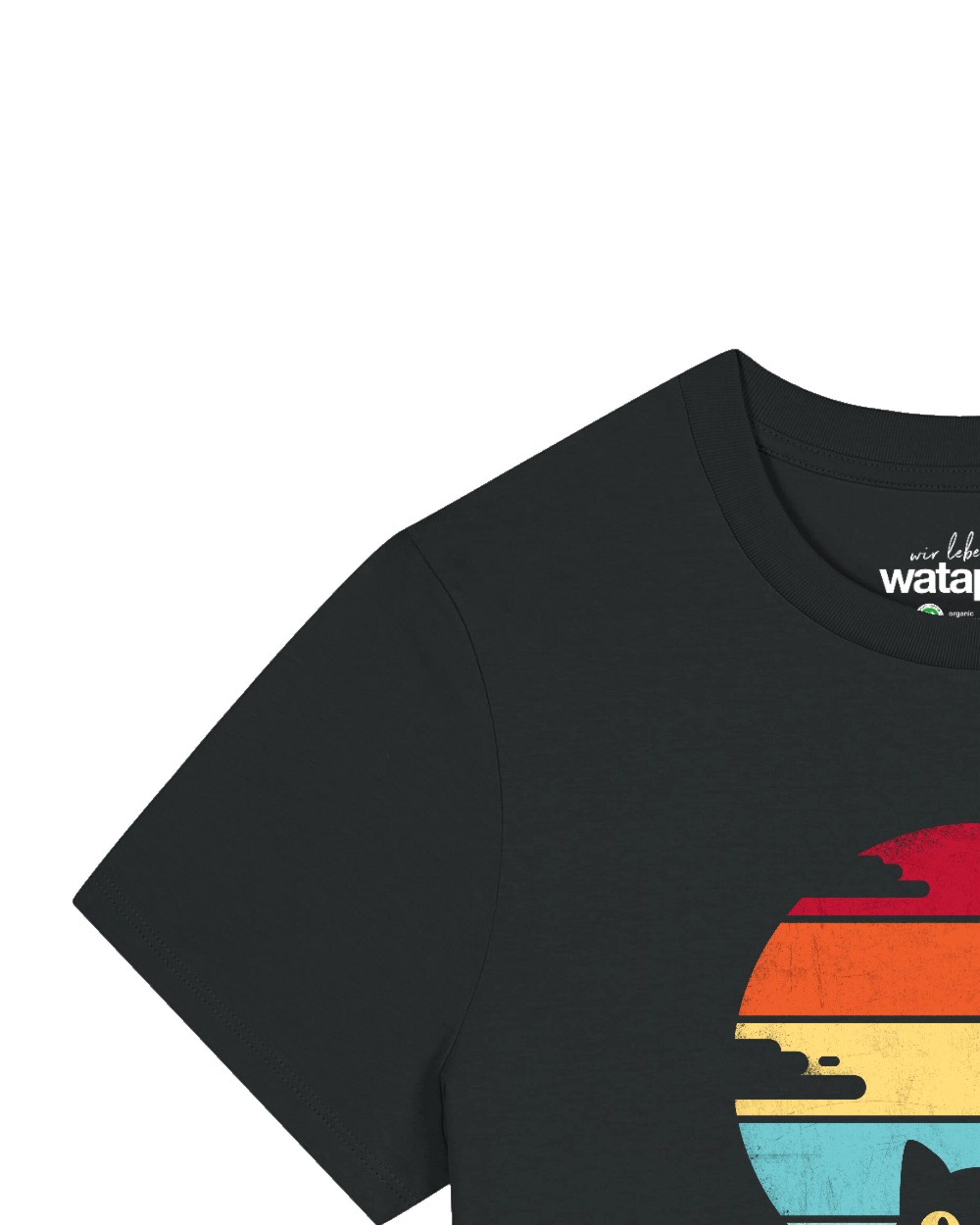 Watapparel Shirt 'Retro Sunset Cat' in Black