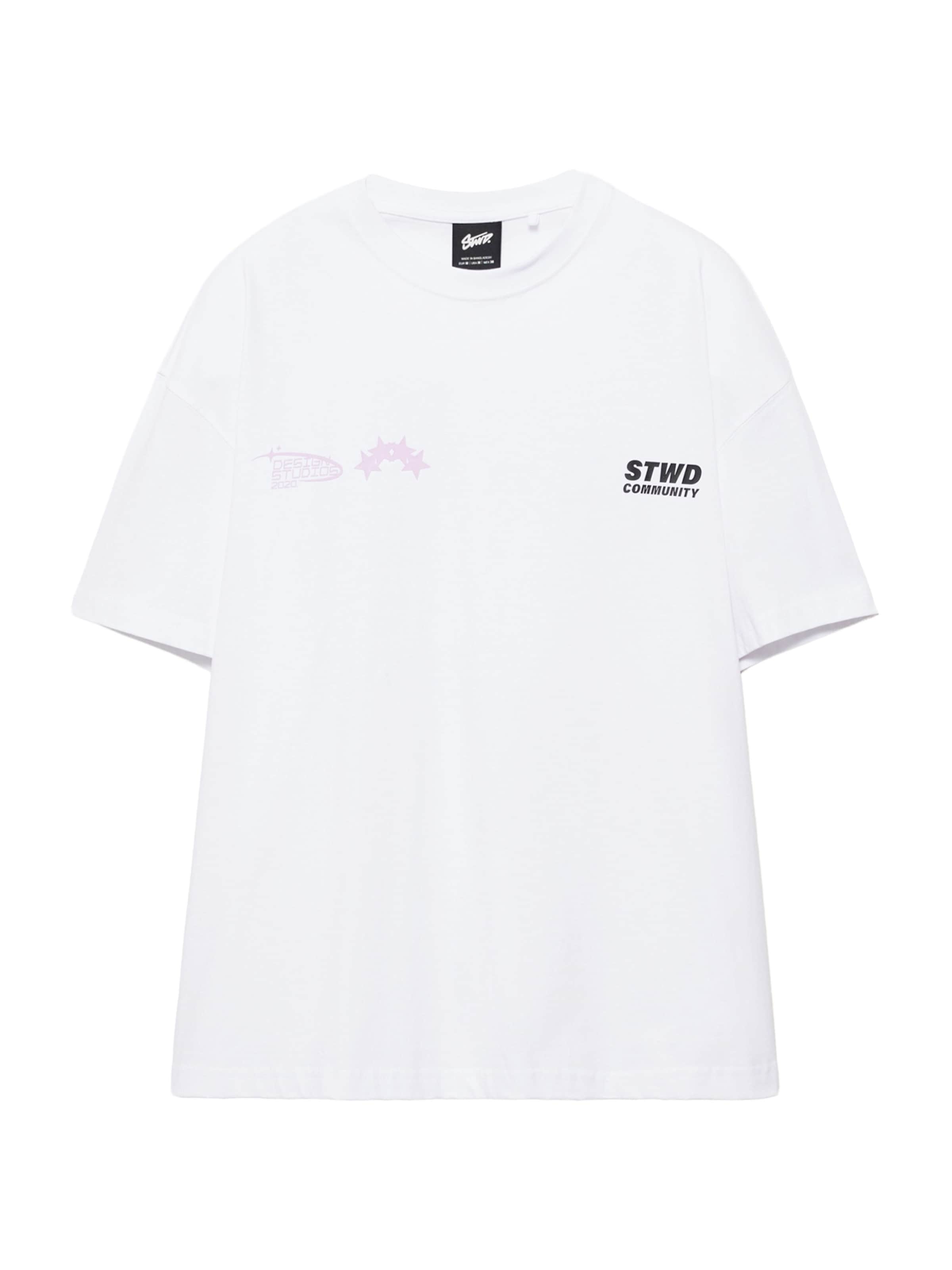 Pull&Bear T-Shirt en violet clair / noir / blanc, Vue avec produit